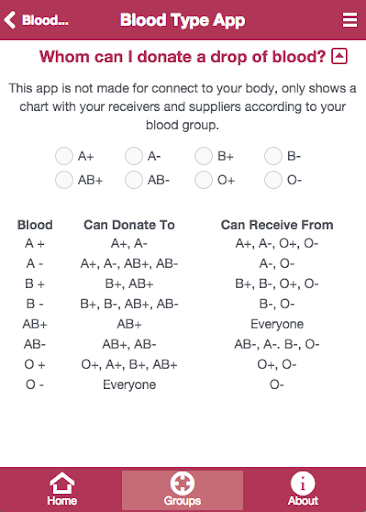 Blood Type App Screen 2