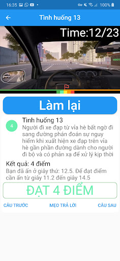 Mô phỏng 120 tình huống GPLX Screen 2