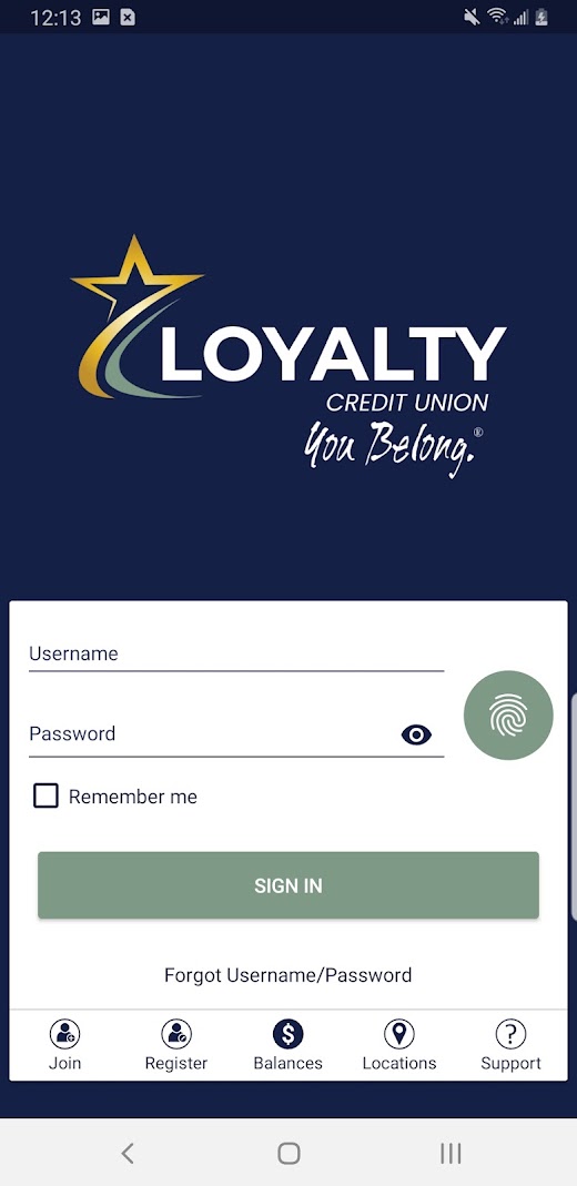 Android application LOYALTY CU Mobile Banking screenshot