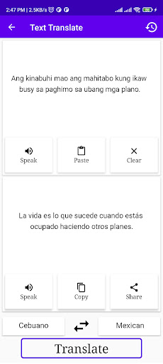 Cebuano To Mexican Translator Screen 2