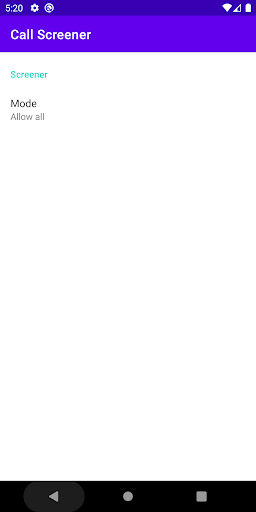 Android application Call Screener screenshort