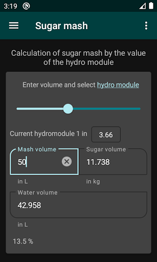 Moonshine calculator Screen 3
