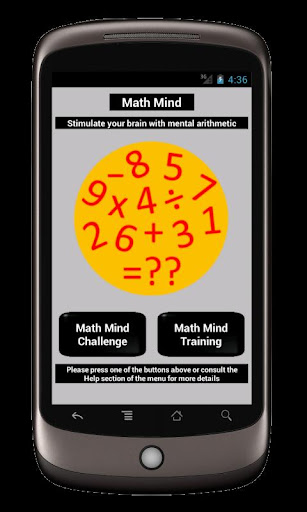 Android application Math Mind+ screenshort