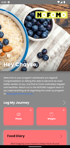 Android application NOFOMO NUTRITION screenshort