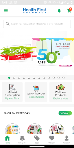 Android application Health First Pharmacy Online screenshort