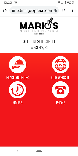 Android application Mario's Northend Pizzaria screenshort