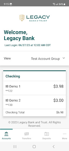 Legacy Bank and Trust Mobile Screen 3