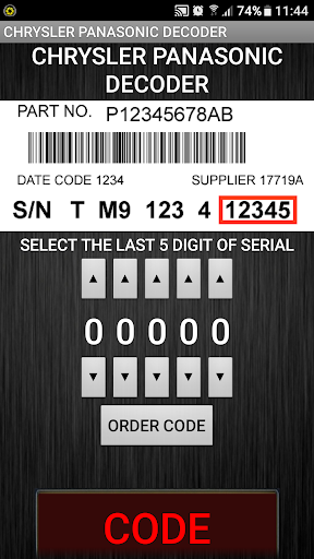Android application CHRYSLER TM9-Serial Decoder screenshort