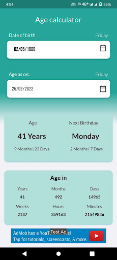 Android application Simple Age Calculator screenshort