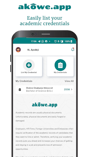 Android application Akowe Wallet: Academic Records screenshort