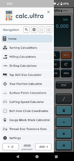 CNC Machinist Calculator Ultra Screen 2
