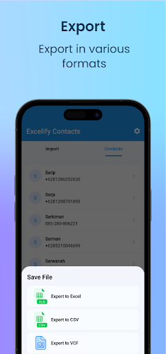 Contacts : Excel to VCF Screen 3