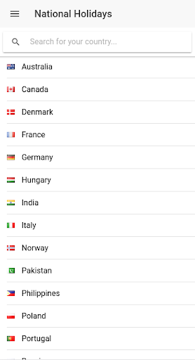 Android application National Holidays screenshort