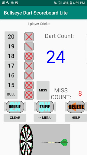 Bullseye Dart Scoreboard Lite Screen 2