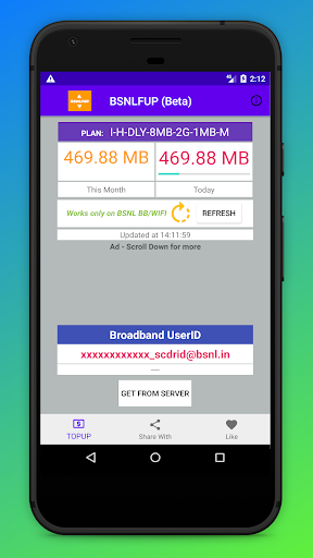 Android application BSNLFUP Checker screenshort