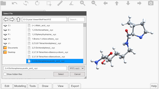 CrysX-3D Viewer (.XYZ & .CIF) Screen 3