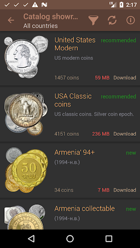 Android application World coins: USA, Canada, EURO screenshort