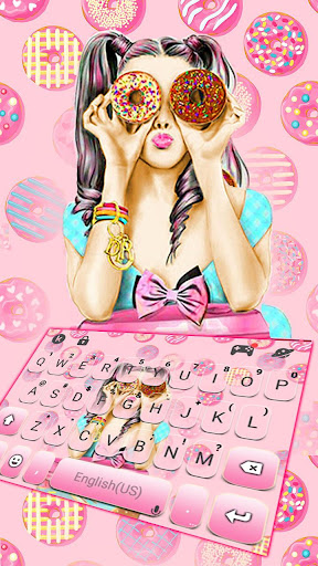 Pink Donut Girl Keyboard Theme Screen 2