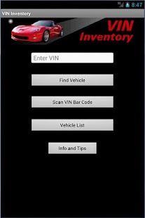 VIN Inventory Screenshot