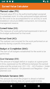 Earned Value Calculator 1.0 APK + Mod (Free purchase) for Android