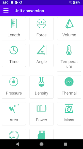 Android application Unit conversion screenshort