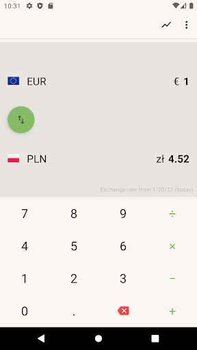 Android application Euro to Polish Zloty Converter screenshort