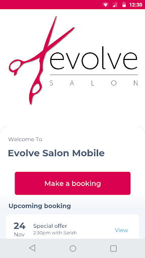 Android application Evolve Salon Mobile screenshort