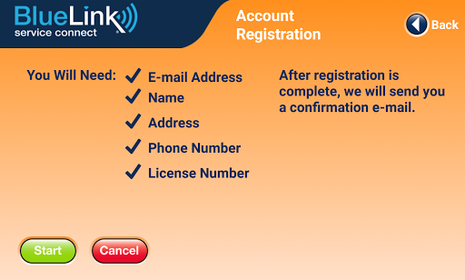BlueLink Service Connect Screen 2
