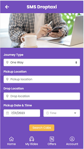 SMS DROP TAXI - BOOKING APP Screen 2