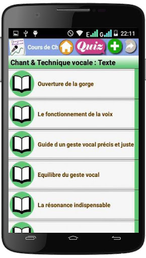 Android application Chant et Technique vocale screenshort