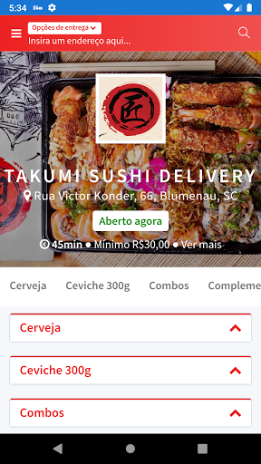 Android application Takumi Sushi Delivery screenshort