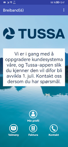 Android application Tussa Kundeapp screenshort