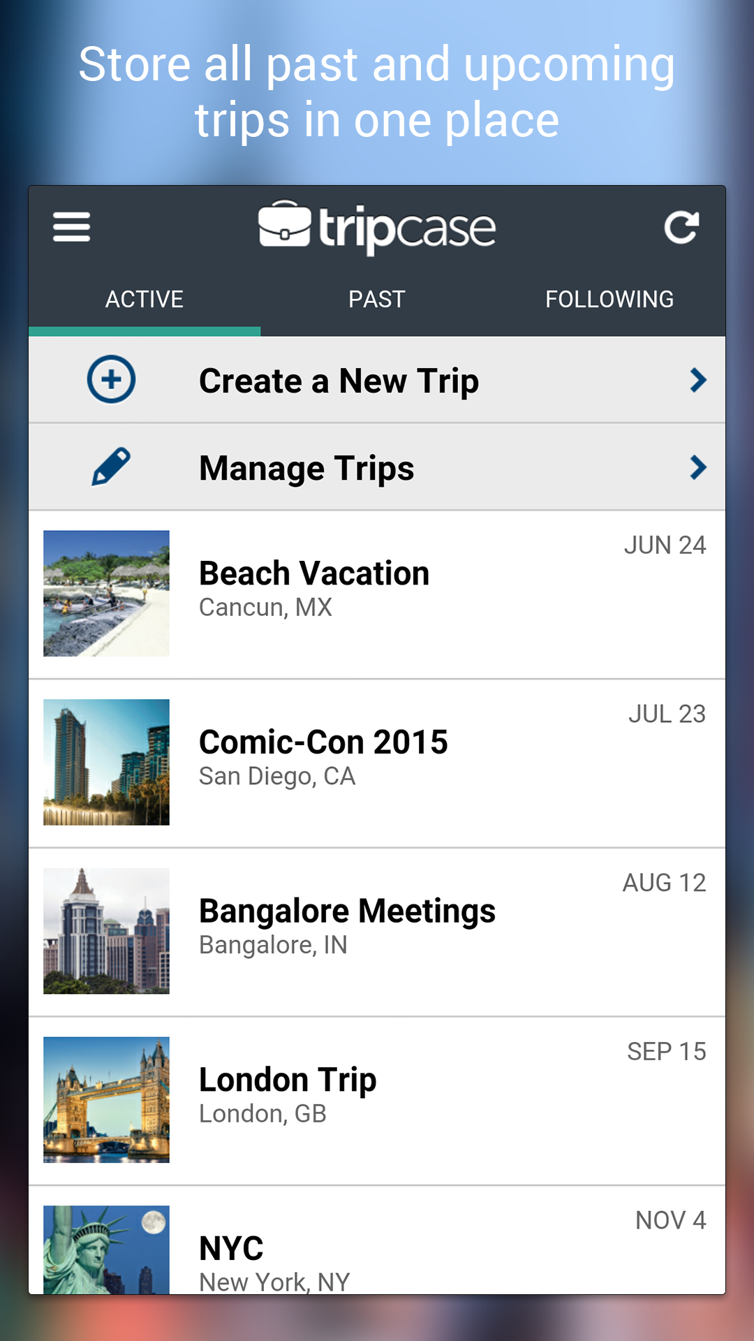 Android application TripCase – Travel Organizer screenshort