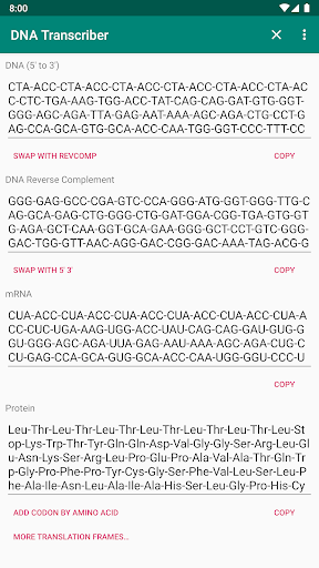 APK DNA ↔ RNA ↔ Protein Transcriber and Translator screen 1656023886