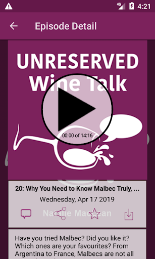 Android application Unreserved Wine Talk screenshort