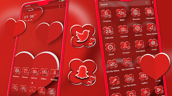 Valentine Red Heart Launcher Theme 1.0 APK screenshots 1