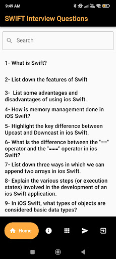 Android application Swift Interview Question screenshort