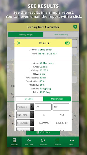 Agro Seeding Rate Calculator Screen 2