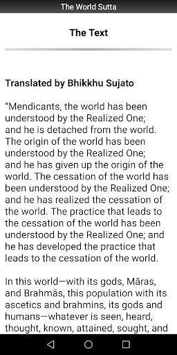 The World Sutta - Buddhism Screen 2