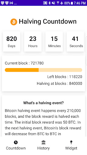 Android application Bitcoin Halving Countdown screenshort