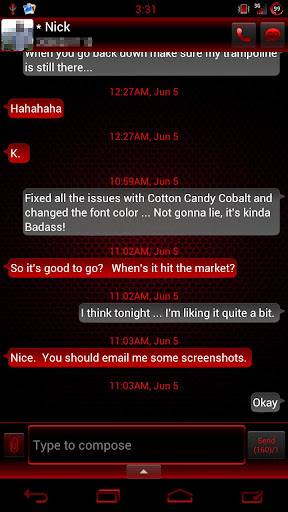 Android application GO SMS Crimson Cobalt Theme screenshort