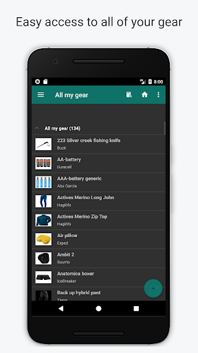 Android application Gearly - Organize your outdoor screenshort