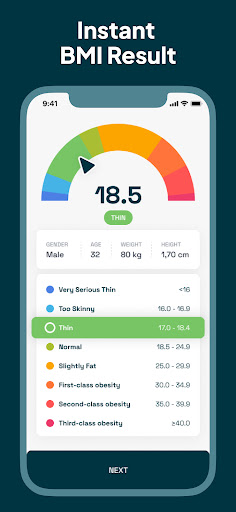 BMI Calculator- Ideal Weight Screen 2