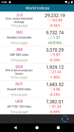 World Stocks, Live Stock Quote Screen 2