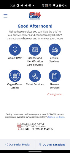 Android application DC DMV screenshort