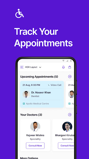 Android application DrOnA for patient screenshort