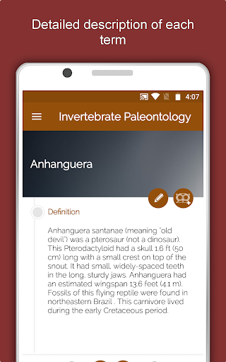 Screenshot of Palaeontology Dictionary App