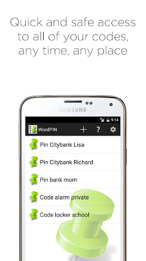 Android application WordPIN - No more forgotten PI screenshort