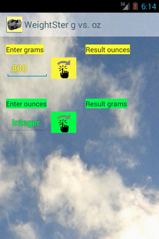 Android application g vs. oz WeightSter screenshort