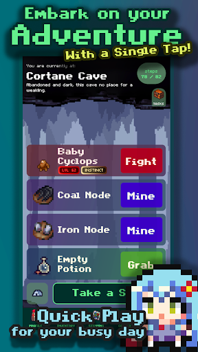 Android application Pixel Odyssey: 2D Text MMORPG screenshort